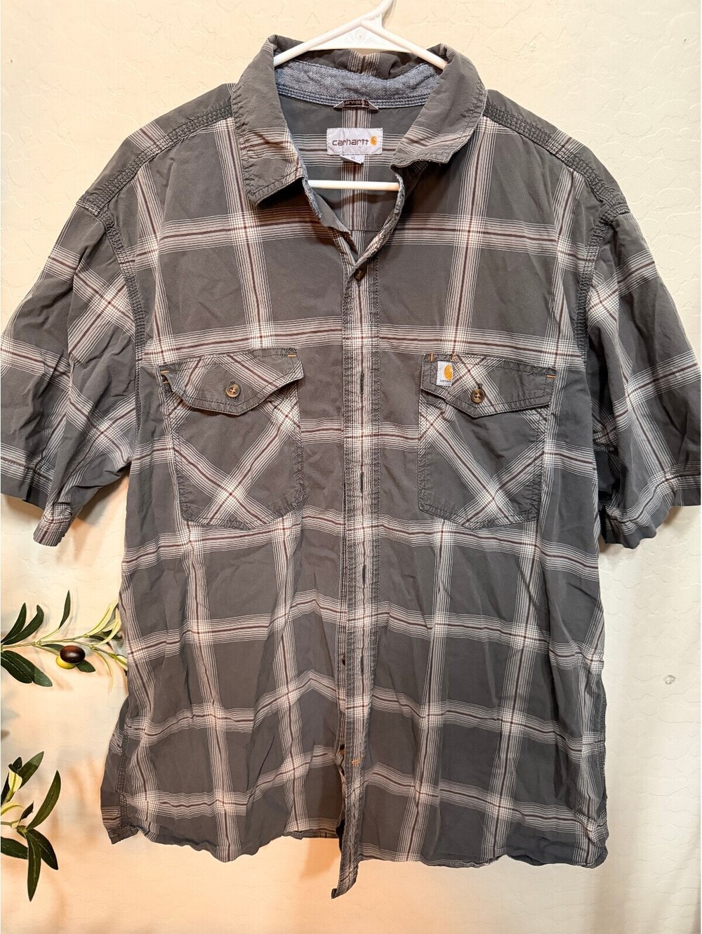 Plaid Carhartt Short Sleeve Button Up Shirt